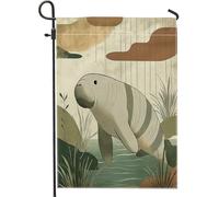 Bandiere da giardino in stile retrò di metà secolo con lamantino, 30 x 45 cm, per esterni, bandiere estetiche verticali standard in lino per casa, bandiere vintage per cortile, cortile, prato