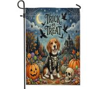 Bandiere da giardino in tela da giardino con cane beagle di Halloween, 30 x 45 cm, double face, per esterni, motivo gotico per le vacanze, piccole bandiere per prato, bandiere per casa all'aperto