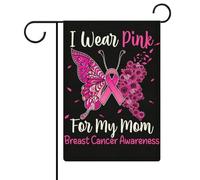 Bandiere da giardino "Io indosso il rosa per mia mamma", bandiere bifacciali per la sensibilizzazione sul cancro al seno, bandiere per le festività, decorazioni per esterni, 12,6 x 18,5 pollici