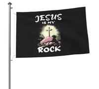 Bandiere Da Giardino Jesus Is My Rock Outdoor Bandiera Impermeabile Bandiere Decorative Antivento Banner Giardino Per Esterna Interno Fattoria 90X150 CM