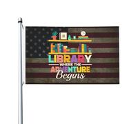 Bandiere Da Giardino Library Where The Adventure Begins Bandiera Da Cortile Impermeabile Banner Giardino Durevole Outdoor Bandiera Per Esterna Fattoria Feste 90X150 CM