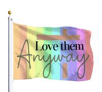 Bandiere Da Giardino Love Them Anyway Pride Flag Resistente Intemperie Bandiere Da Cortile Colore Vivido Bandiera Dell'Orgoglio Per Prato Festival Esterno 152X90CM