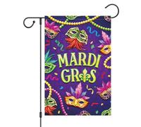 Bandiere Da Giardino Mardi Gras Masquerade Mask Fleur De Lis New Orleans Carnival Bandieradacortile Resistente Dissolvenza Outdoor Bandiera Durevole Pride Flag Per Bar Prato Celebrazioni 30X45Cm
