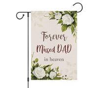 Bandiere Da Giardino Memorial Forever Missed Dad In Heaven Flower Grave Cemetery Bandiera Decorativa Resistente Dissolvenza Bandieradacortile Durevole Outdoor Bandiera Per Bar Portico 30X45Cm