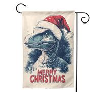 Bandiere da giardino natalizie retrò con dinosauri per esterni, 30,5 x 45,7 cm, morbida bandiera per camera da letto e interni, leggera e senza pieghe, bandiere da cortile su entrambi i lati, per