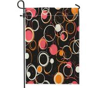 Bandiere da giardino nere colorate a pois 30,5 x 45,7 cm per esterni, Funky Line Circle standard verticali bandiere in lino per casa, fantastiche bandiere geometriche per cortile, cortile, prato