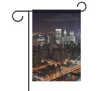 Bandiere da giardino New York Night Spring Summer 12 x 18 double face per esterni, bandiere stagionali all'aperto e striscioni per patio, cortile, terrazza, veranda, giardino, terrazza, balcone, prato