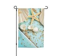 Bandiere da giardino, oceano, mare, spiaggia, conchiglie, stelle marine, stampa blu, 30,5 x 45,7 cm, su entrambi i lati, decorazione stagionale per la casa e per tutte le stagioni