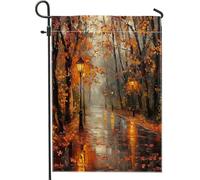 Bandiere da giardino paesaggistiche autunnali da città, 30,5 x 45,7 cm, double face, per decorazioni esterne, motivo autunnale con foglie d'acero, bandiera per casa da cortile, piccola bandiera per