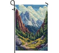 Bandiere da giardino panoramiche Spring Mountain, 30,5 x 45,7 cm, double face, per esterni, paesaggio naturale e foresta, bandiera standard per la casa, in tela, per paesaggi alla moda, per cortile