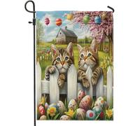 Bandiere da giardino pasquali americane a pelo corto, 30,5 x 45,7 cm, double face, per esterni, decorazione per esterni, recinzione per fattoria, uova di gattino, bandiera per casa, piccola bandiera