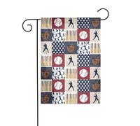 Bandiere da giardino patchwork con motivo sportivo, baseball, 12x18 pollici, bandiere da esterno bifacciali, striscioni di benvenuto, bandiere natalizie per decorazioni da giardino.