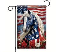 Bandiere Da Giardino Patriotic 4Th Of July Horse Memorial Day Summer Welcome Patriotic Bandiera Decorativa Resistente Intemperie Pride Flag Durevole Outdoor Bandiera Per Bar Prato 30X45Cm