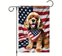 Bandiere Da Giardino Patriotic American Cocker Spaniel Usa Bandieradacortile Premium Outdoor Bandiera Resistente Dissolvenza Pride Flag Per Portico Celebrazioni Prato 30X45Cm
