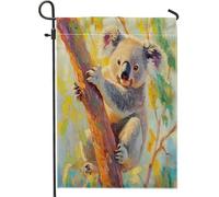 Bandiere da giardino per animali domestici divertenti koala, 30,5 x 45,7 cm, double face, decorazione esterna, pittura a olio, scena di ramo in tela, bandiera per casa, animali da esterno, piccola