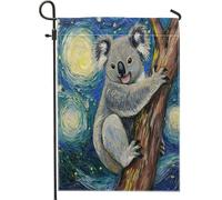 Bandiere da giardino per animali domestici divertenti koala, 30,5 x 45,7 cm, double face, per decorazione esterna, pittura a olio, ramo per cortile, bandiera per casa, animali da esterno, piccola