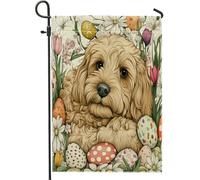 Bandiere da giardino per cani, 30,5 x 45,7 cm, double-face, decorative per esterni, motivo uova floreali vintage, bandierine per la casa, in tela, per animali domestici, piccoli giardini e prati