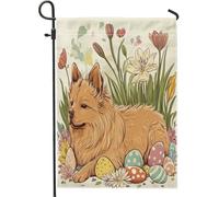 Bandiere da giardino per cani, 30,5 x 45,7 cm, double face, decorative per esterni, motivo uova floreali vintage, bandierine per la casa, in tela, per animali domestici, piccoli giardini e prati