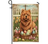 Bandiere da giardino per cani, 30,5 x 45,7 cm, double-face, per esterni, uova di fattoria, croce, cuccioli, bandierine standard per esterni, decorazione vintage per cortile, cortile, prato