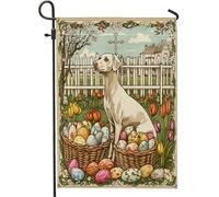 Bandiere da giardino per cani, 30 x 45 cm, double-face, per esterni, uova di fattoria, croce, cuccioli, bandierine per esterni, decorazione vintage per cortile, cortile, prato