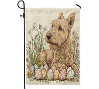 Bandiere da giardino per cani Airedale Terrier, 30,5 x 45,7 cm, double face, decorative per esterni, con uova floreali vintage, bandierine per la casa, in tela, per animali domestici, piccoli giardini