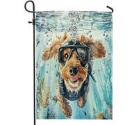 Bandiere da giardino per cani Airedale Terrier, 30,5 x 45,7 cm, double face, decorative per esterni, divertenti cuccioli di anime, bandiera per la casa, in tela, per animali domestici, piccola