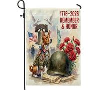 Bandiere da giardino per cani Basenji per il 250° anniversario 30,5 x 45,7 cm, double face per esterno, motivo 4 luglio Memorial Day, bandiera per casa in tela standard, bandiera patriottica per