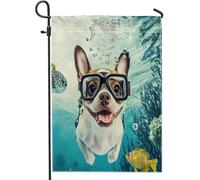 Bandiere da giardino per cani Boston Terrier, 30,5 x 45,7 cm, double face, decorative per esterni, divertente, per bambini, oceano, anime, cortile, casa, bandiera, per esterni, piccola bandiera da
