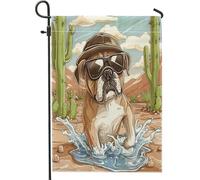 Bandiere da giardino per cani boxer kawaii, 30,5 x 45,7 cm, double face, decorative esterne, divertenti bandiere in tela per casa, cuccioli di animali domestici, bambini, cortile, prato, bandiere per