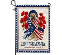 Bandiere da giardino per cani Bullmastiffs per il 250° anniversario 30,5 x 45,7 cm, double face, decorazione esterna, motivo 4 luglio Memorial Day, bandiera patriottica per esterni, piccola bandiera