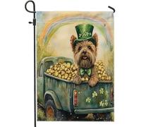 Bandiere da giardino per cani Cairn Terrier per il giorno di San Patrizio, 30 x 45 cm, double face per esterni, bandiere per esterni in tela standard, decorazione per esterni in tela per esterni