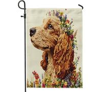 Bandiere da giardino per cani Cocker Spaniel, 30,5 x 45,7 cm, double face, decorative esterne, belle bandiere estetiche in tela, bandiere per la casa in tela per animali domestici primaverili per