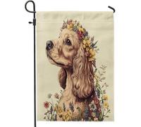 Bandiere da giardino per cani Cocker Spaniel, 30,5 x 45,7 cm, double face, decorative esterne, belle bandiere floreali per cortile, piccole bandiere in tela per la casa, bandiere primaverili per