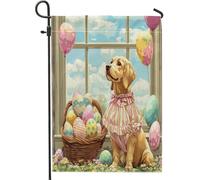 Bandiere da giardino per cani con Labrador Retriever di Pasqua, 30,5 x 45,7 cm, double-face, per esterni, con cucciolo di Victoria Country, bandiere verticali standard per casa, fattoria, cortile