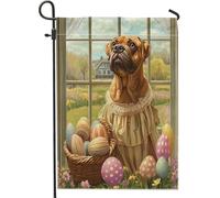 Bandiere da giardino per cani con mastino pasquale primaverile, 30,5 x 45,7 cm, double face, per esterni, con cucciolo di Victoria Country, bandiere verticali standard per casa, fattoria, cortile