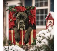 Bandiere da giardino per cani Corso di Natale 30,5 x 45,7 cm, double face, per esterni, vintage, stella di Natale, cucciolo di stella di Natale, bandiere per esterni, divertente decorazione retrò per