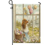 Bandiere da giardino per cani da pastore delle Shetland primaverili, 30,5 x 45,7 cm, double face, per esterni, con cucciolo di Victoria Country, bandiere verticali standard per casa, fattoria, cortile