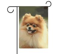 Bandiere da giardino per cani della Pomerania, 30,5 x 45,7 cm, doppia faccia, bandiera estiva da giardino di benvenuto, bandiere da giardino, decorazioni stagionali per le vacanze