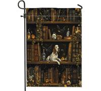 Bandiere da giardino per cani di Halloween Irish Setter 30,5 x 45,7 cm, double face per esterni, libri magici spaventosi con streghe magiche, motivo cucciolo bandiere standard in tela per la casa
