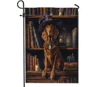 Bandiere da giardino per cani di Halloween Irish Setter 30,5 x 45,7 cm, double face, per esterni, per esterni, libri magici spaventosi con streghe, motivo cucciolo, bandiera per casa da cortile