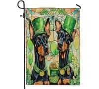 Bandiere da giardino per cani doberman, 30,5 x 45,7 cm, double face, per decorazione esterna, bandiera in tela per cuccioli di San Patrizio, bandiera in tela per cortili, piccoli animali domestici