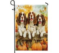 Bandiere da giardino per cani Fall Springer Spaniel, 30,5 x 45,7 cm, double-face, per esterni, recinzioni autunnali, zucca, acero, bandiera, casa, cuccioli, animali domestici, piccola bandiera per