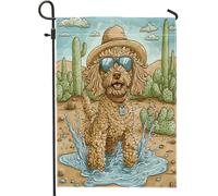 Bandiere da giardino per cani Kawaii barboncino 30,5 x 45,7 cm, double face, decorative esterne, divertenti bandiere in tela per la casa, cuccioli di animali domestici, bambini, cortile, prato