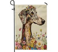 Bandiere da giardino per cani levriero, 30,5 x 45,7 cm, double face, decorative esterne, belle bandiere floreali per cortile, piccole bandiere in tela per la casa, bandiere primaverili per animali