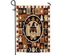 Bandiere da giardino per cani pechinesi di Halloween, 30,5 x 45,7 cm, double face, per esterni, per le vacanze, piccole bandiere per casa, in tela di acero, per esterni