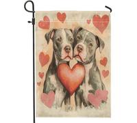 Bandiere da giardino per cani Pitbull, 30,5 x 45,7 cm, double face, decorazione per esterni, motivo a cuore carino per San Valentino, bandiera per casa da cortile, piccola bandiera per esterni per