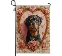 Bandiere da giardino per cani Rottweilers, 30,5 x 45,7 cm, double face, per decorazione esterna, motivo a cuore per San Valentino, bandiera per casa da cortile, piccola bandiera per esterni per