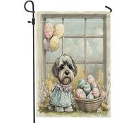 Bandiere da giardino per cani Schnauzer pasquali primaverili 30,5 x 45,7 cm, double face, per esterni, con cucciolo di Victoria Country, bandiere verticali standard in tela per casa, fattoria, cortile