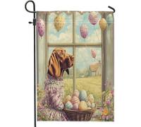 Bandiere da giardino per cani Spring Easter Bloodhound, 30,5 x 45,7 cm, double face, per esterni, con cucciolo di Victoria Country, bandiere verticali standard per casa, fattoria, cortile, cortile