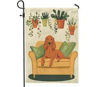 Bandiere da giardino per cani Spring Irish Setter 30,5 x 45,7 cm, double face, per esterni, divertente motivo con piante in vaso, bandierine standard in tela per casa, divano, animali domestici